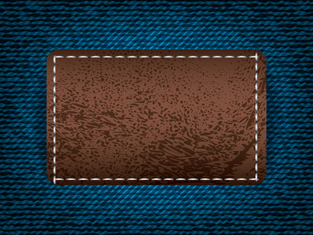 Denim jeans with leather label, vector part of clothesのイラスト素材