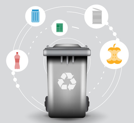 Recycle infographic with trash bin and garbage icons, vector conceptのイラスト素材