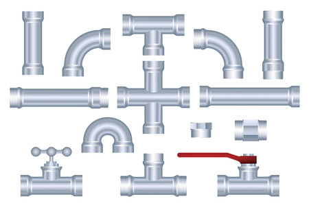Vector PVC pipeline construction pieces set