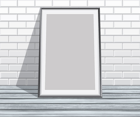 Empty frame on floor and brick wallのイラスト素材