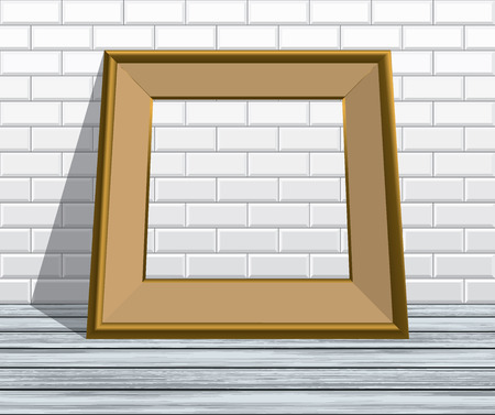 Empty frame on floor and brick wallのイラスト素材