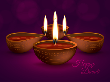 Diwali Holiday vector illustration with burning diyaのイラスト素材