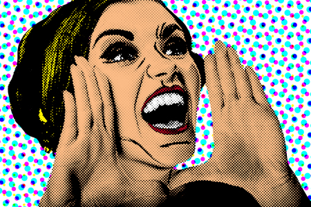 Pop art comic style woman, vintage posterの写真素材