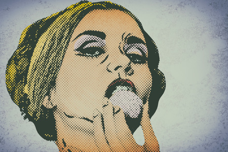Pop art comic style woman, vintage poster