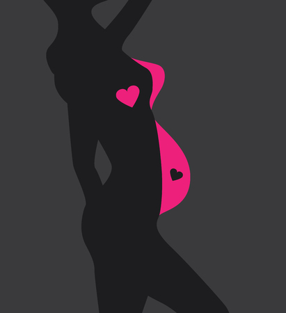 Pregnant woman silhouette, symbolic body changes vector illustrationのイラスト素材