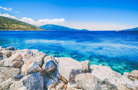 Sea and islands view landscape during the summer Kefalonia Greece