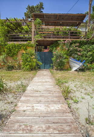 Traditional Mediterranean style beach house in a summer dayのeditorial素材