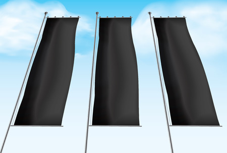 Flag mockup, Blank advertising flags or billboards vector template illustrationのイラスト素材