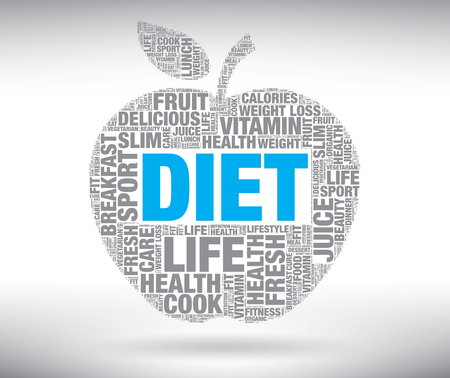 Diet word cloud in apple shape, concept illustrationのイラスト素材