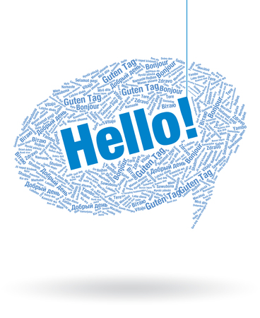 Word Hello in many languages, vector word cloud concept illustrationのイラスト素材