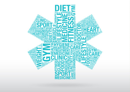 Star of Life medical symbol, vector world cloud concept illustrationのイラスト素材