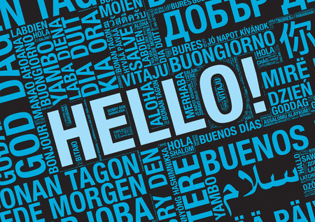 Word Hello in many languages, vector word cloud concept illustrationのイラスト素材