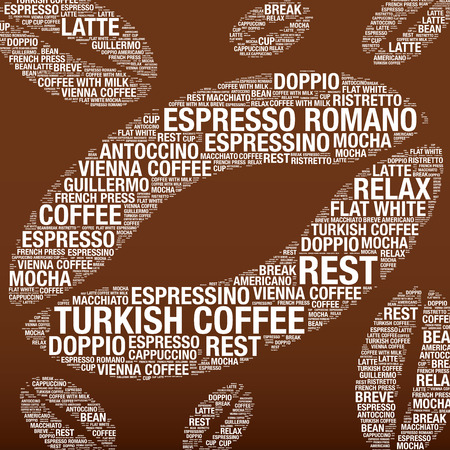 Coffee beans with word cloud, vector illustrationのイラスト素材