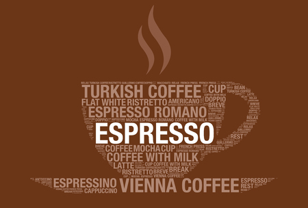 Coffee cup with Espresso word cloud, vector illustrationのイラスト素材