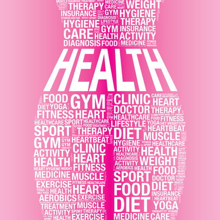 Health word in woman body lose weight concept, vector illustrationのイラスト素材
