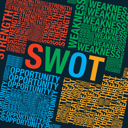 SWOT analysis word cloud business vector, presentation templateのイラスト素材