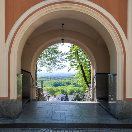 Annaberg, Upper Silesia Poland - May 14, 2017: Gate of historical catholic church place of pilgrimageのeditorial素材