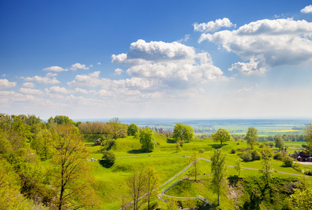Landscape with green hills and trees Annaberg Upper Silesia Poland