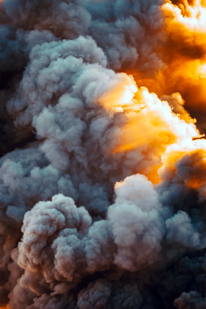 Huge dark smoke from the fire