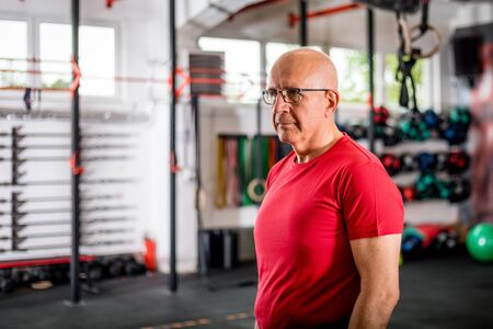 Senior man at the gymの写真素材