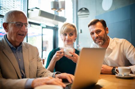 Business corporate people meeting in cafe conference discussionの写真素材