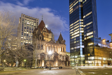 Trinity Church, Boston, Night Viewのeditorial素材