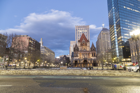 Trinity Church, Boston, Night Viewの写真素材