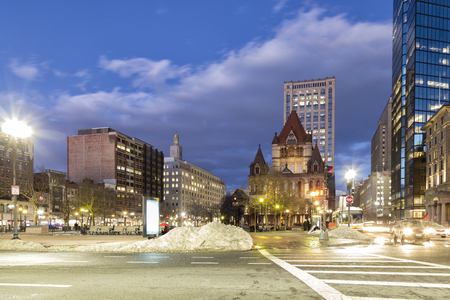 Trinity Church, Boston, Night Viewの写真素材