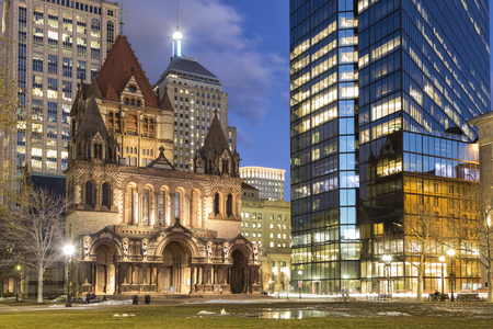 Trinity Church, Boston, Night Viewのeditorial素材