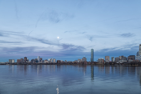 Boston Skyline Nightのeditorial素材