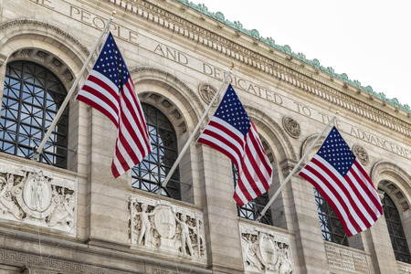 United States Flag at Boston Libraryのeditorial素材