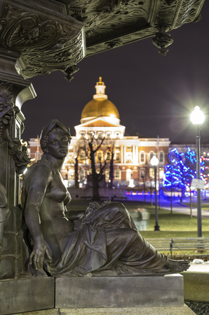 The Brewer Fountain in Boston for Christmasの写真素材