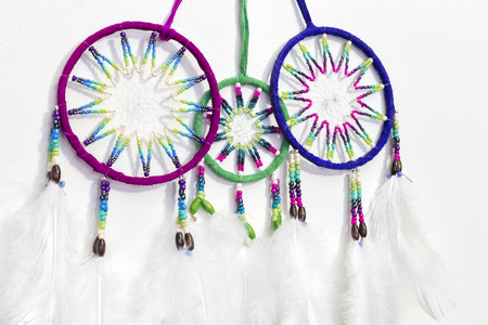 Three Dreamcatchers on a White Backgroundの写真素材