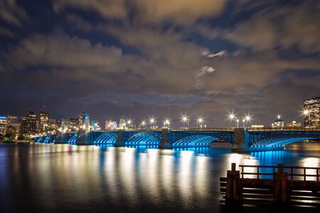Longfellow Bridge at Nightの写真素材