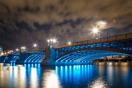 Longfellow Bridge at Nightの写真素材