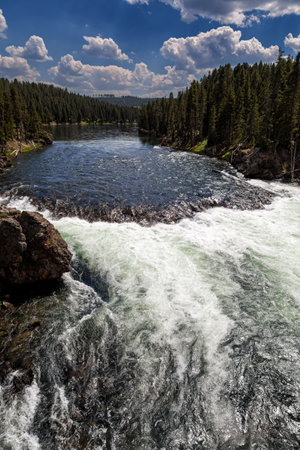 Mountain river in Yellowstone National Park, Wyoming, United States.の写真素材