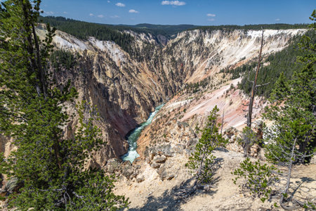 Grand Canyon of the Yellowstone in Yellowstone National Park, Wyoming, USAの写真素材