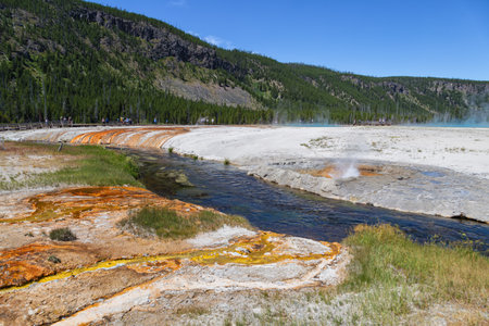 Geyser Basin in Yellowstone National Park, Wyoming, USA.の写真素材