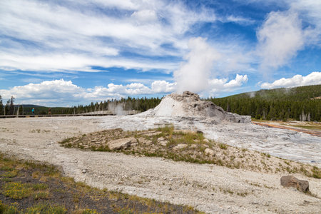 Geyser Basin in Yellowstone National Park, Wyoming, USA.の写真素材