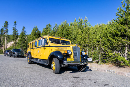 Old Soviet car GAZ-21 on the roadの写真素材