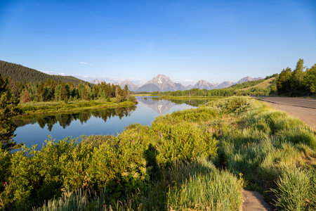 Scenic view of Grand Teton National Park, Wyoming, USAの写真素材