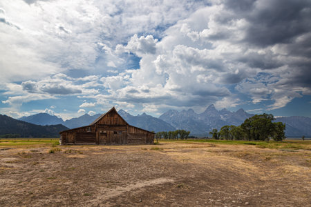 Old Barn at Grand Teton National Park, Wyoming, USA.の写真素材