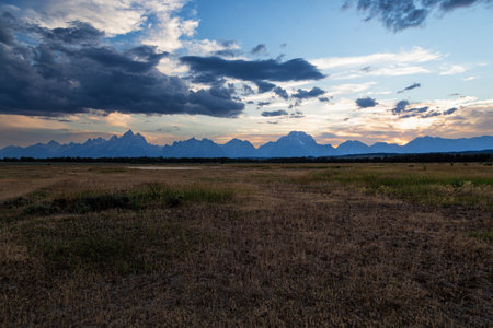 Sunset in Grand Teton National Park, Wyoming, USA.の写真素材