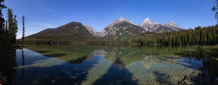 Panoramic view of Grand Teton National Park in Wyoming, USAの写真素材