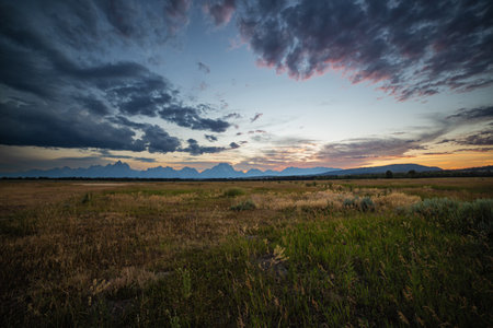 Sunset in Grand Teton National Park, Wyoming, USA.の写真素材