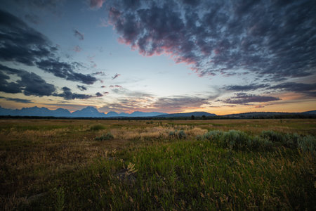 Sunset in Grand Teton National Park, Wyoming, USA.の写真素材
