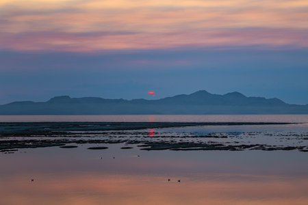 Sunset at Great Salt Lakeの写真素材
