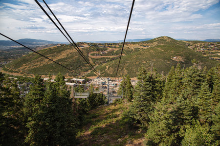 Cable car in Park City Utahの写真素材