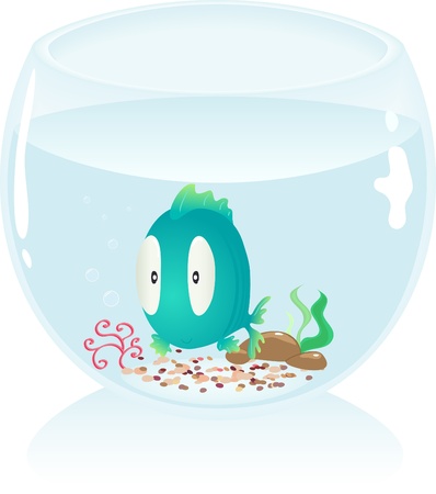 Little green fish in aquariumのイラスト素材