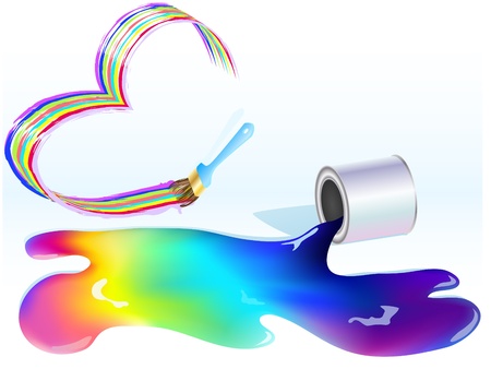 multi-colored paint spilled from a canのイラスト素材